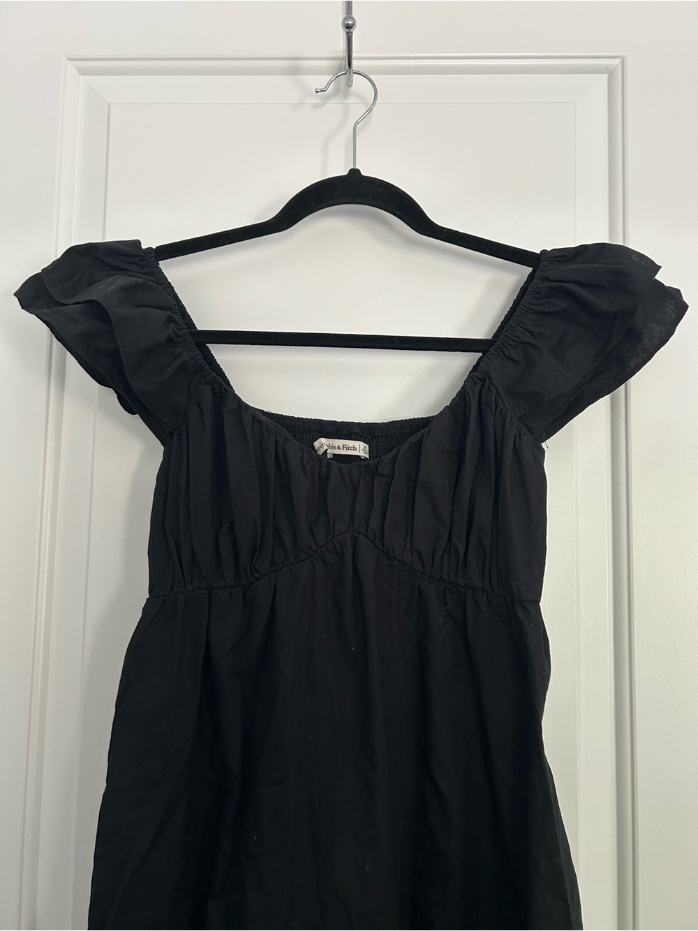 Abercrombie Black Flutter Sleeve Tiered Babydoll Mini Dress - Picture 6 of 6